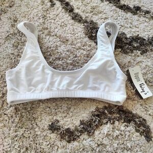 Dippin Daisy Plain White Ribbed Bikini Top